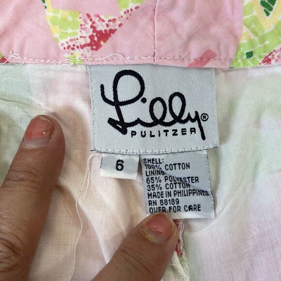 Vtg. White Label Lilly Pulitzer Capri Pants Size 6 Resort Patch Beach Palm Trees - Picture 2 of 12